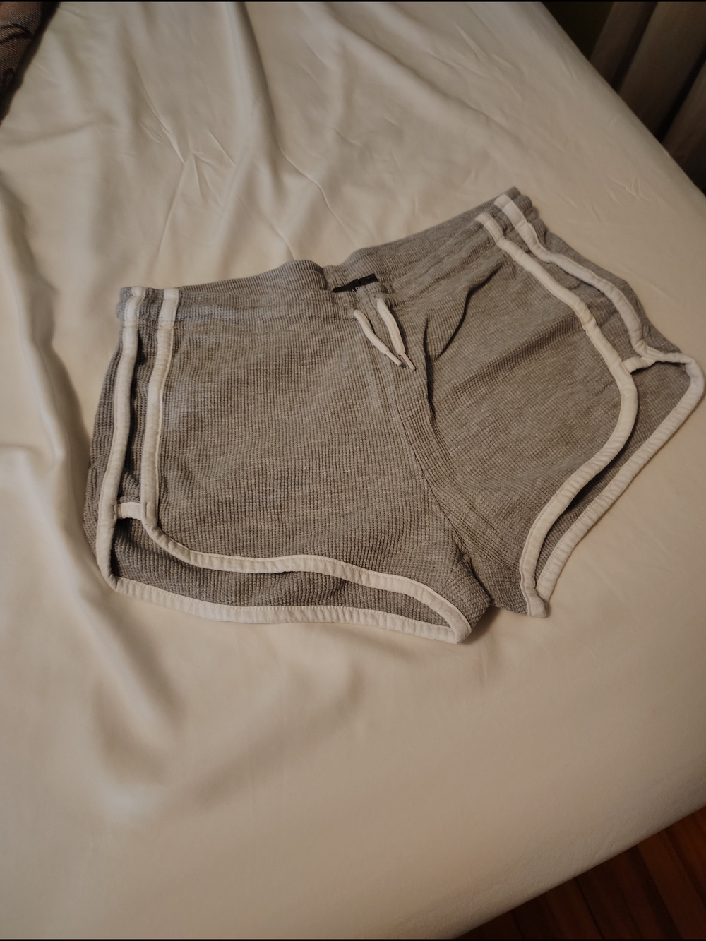 Primark Gray Ribbed Athletic Shorts with White Trim